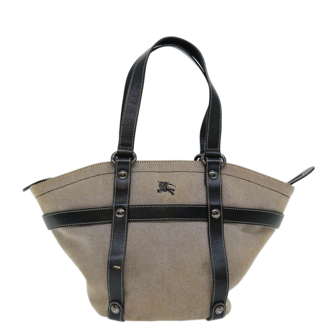 Burberry Blue Label Hand Bag Canvas Beige Auth bs13465