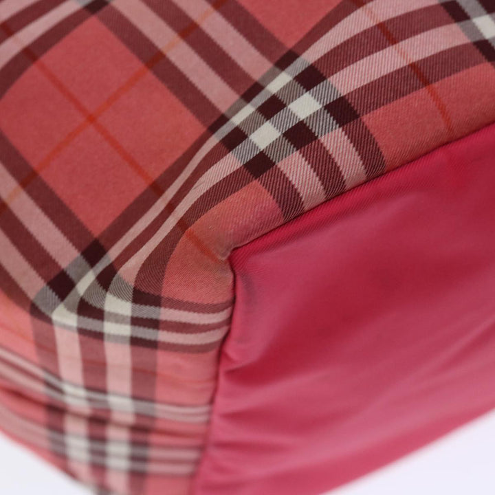 Burberry Nova Check Blue Label Hand Bag Nylon Pink Auth bs13467