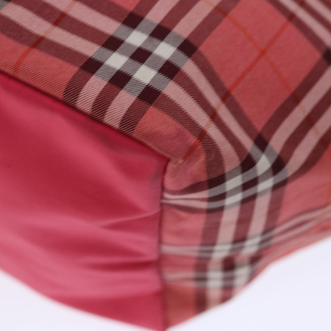 Burberry Nova Check Blue Label Hand Bag Nylon Pink Auth bs13467