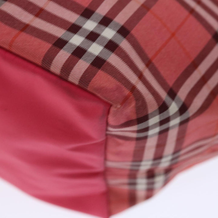Burberry Nova Check Blue Label Hand Bag Nylon Pink Auth bs13467