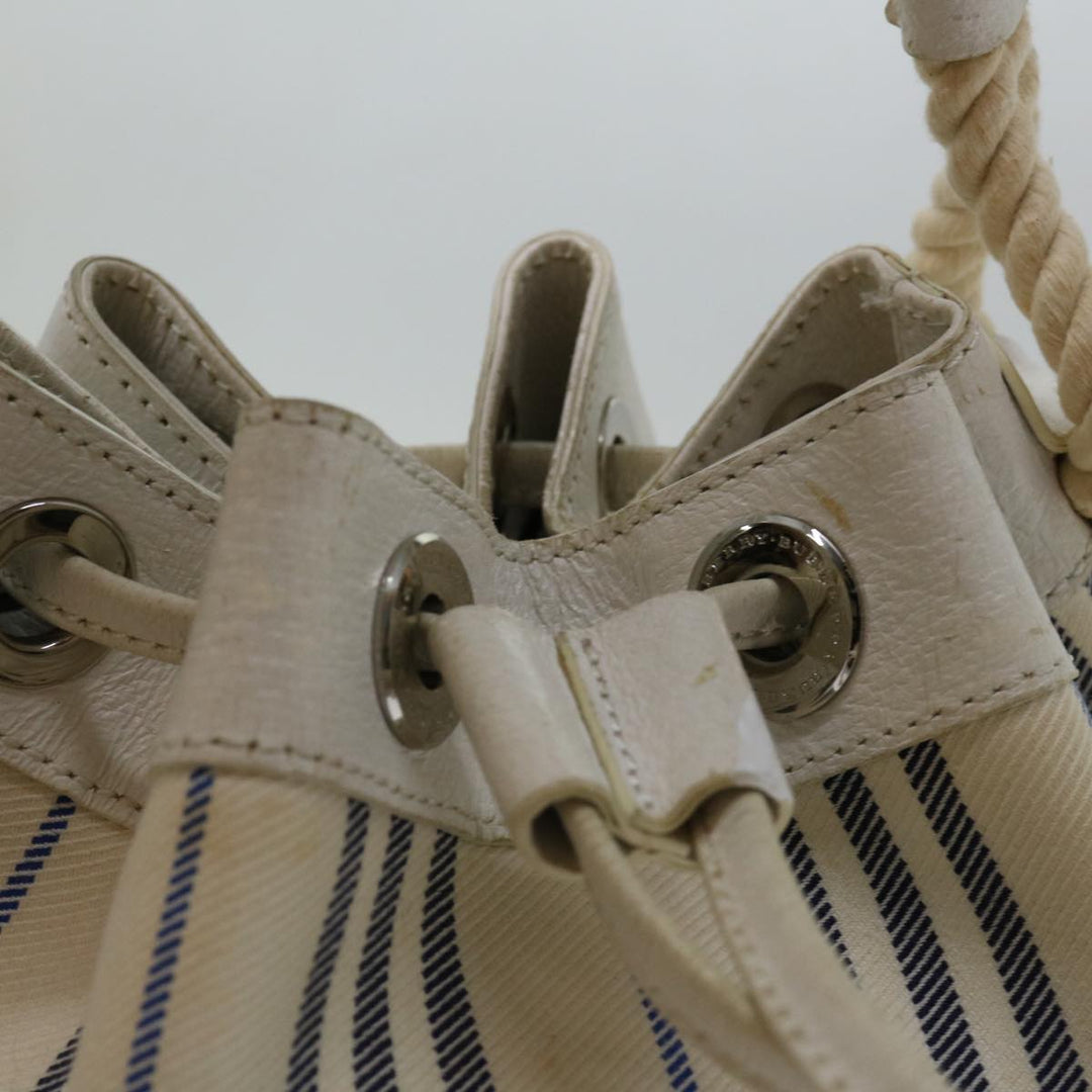 Burberry Tote Bag Canvas White Auth bs13470