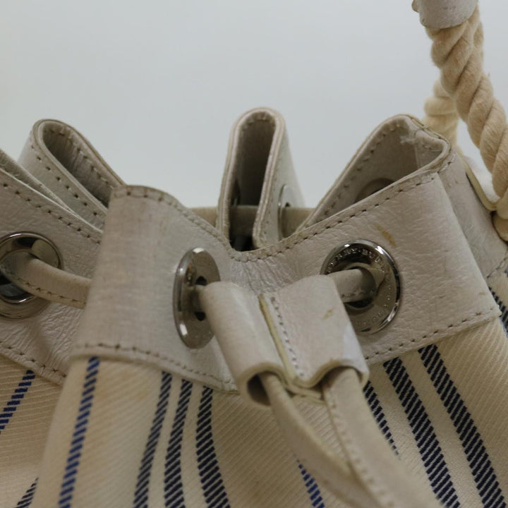Burberry Tote Bag Canvas White Auth bs13470