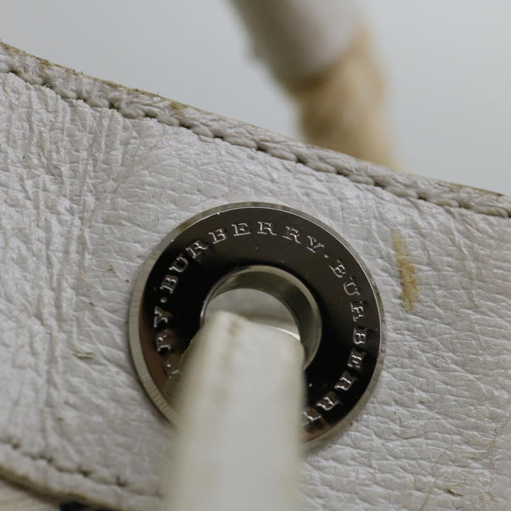 Burberry Tote Bag Canvas White Auth bs13470