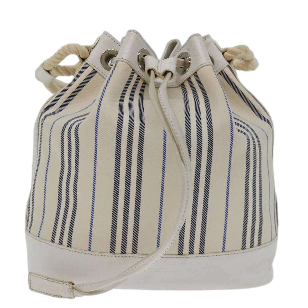 Burberry Tote Bag Canvas White Auth bs13470