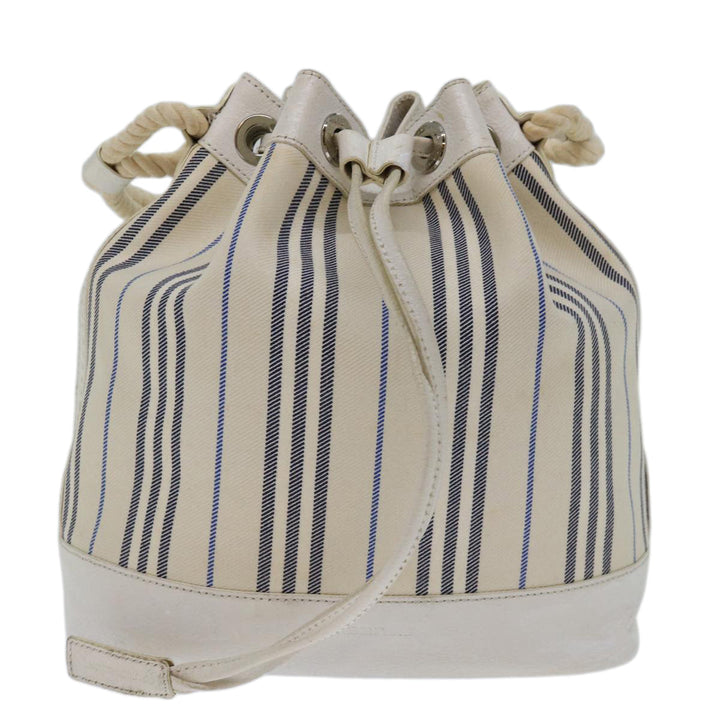 Burberry Tote Bag Canvas White Auth bs13470