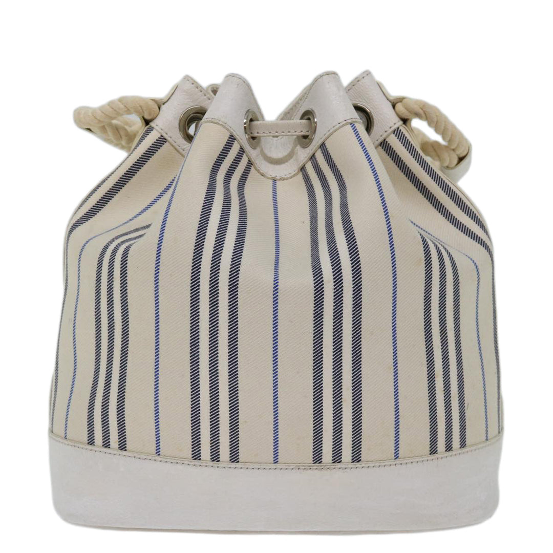 Burberry Tote Bag Canvas White Auth bs13470