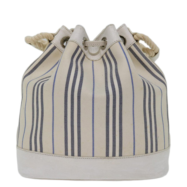 Burberry Tote Bag Canvas White Auth bs13470