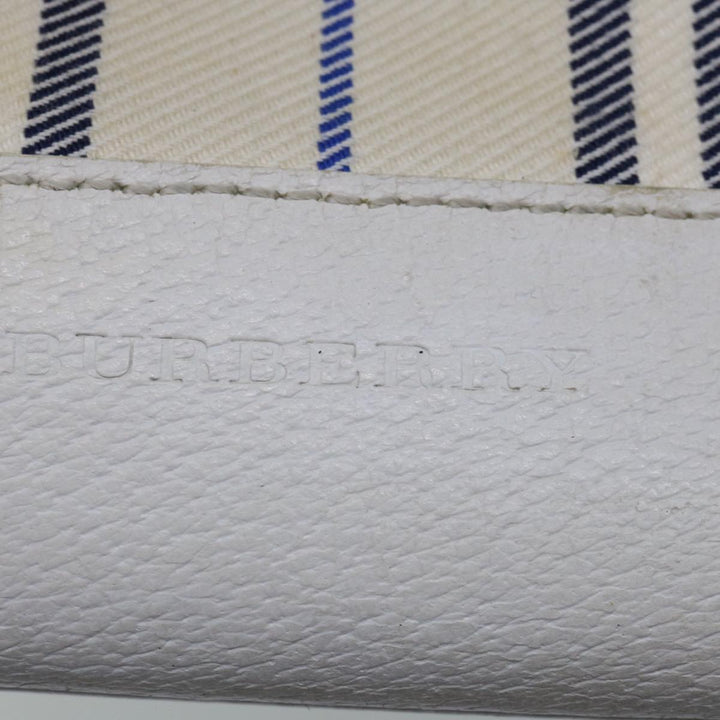 Burberry Tote Bag Canvas White Auth bs13470