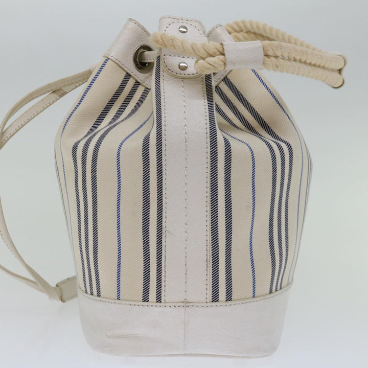 Burberry Tote Bag Canvas White Auth bs13470