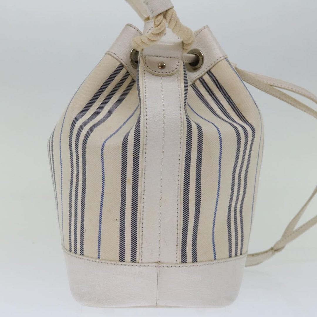 Burberry Tote Bag Canvas White Auth bs13470