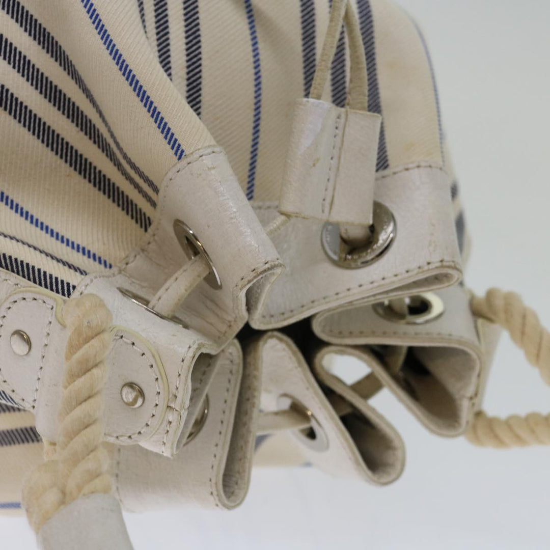 Burberry Tote Bag Canvas White Auth bs13470