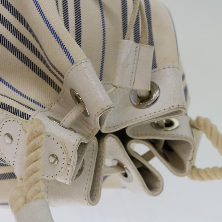 Burberry Tote Bag Canvas White Auth bs13470