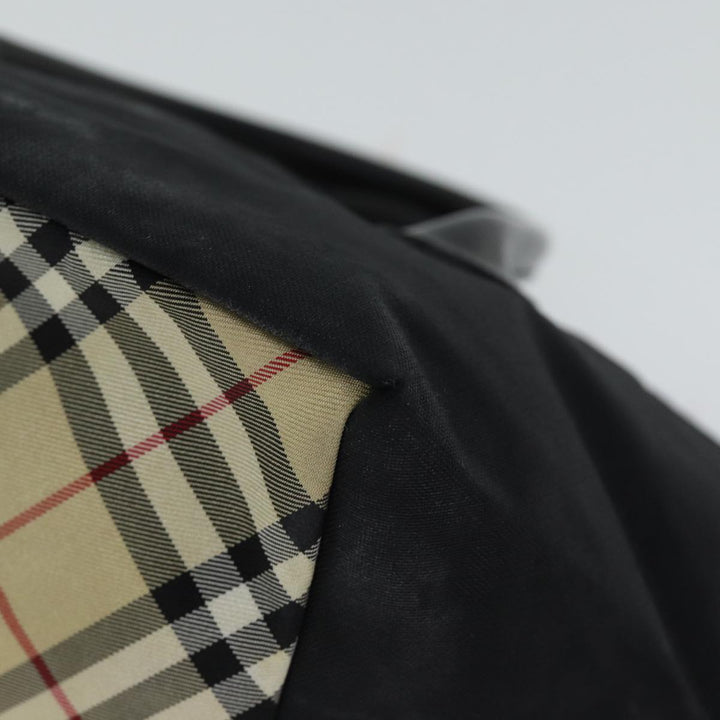 Burberry Nova Check Blue Label Hand Bag Nylon Black Beige Auth bs13576