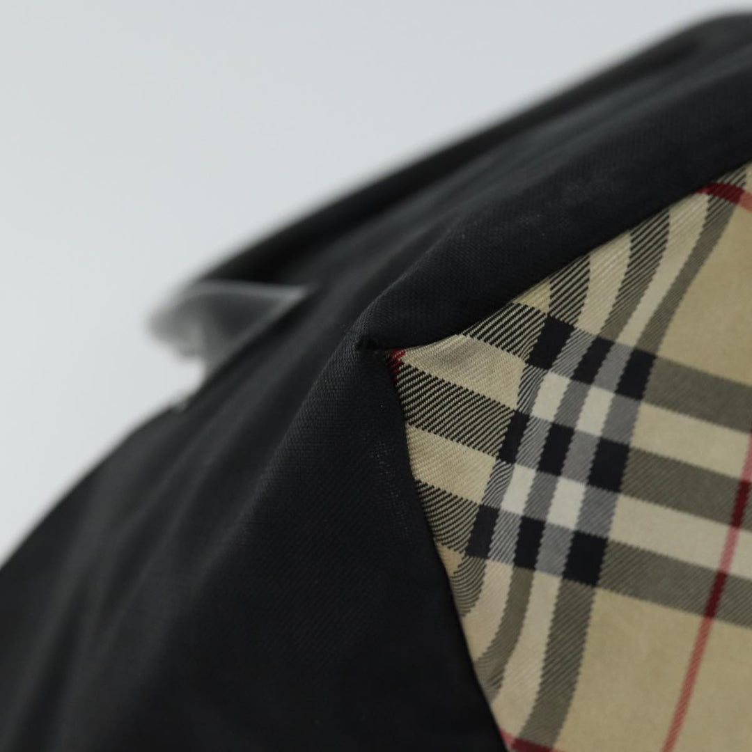 Top Quality Burberry Nova Check Blue Label Hand Bag Nylon Black Beige Auth bs13576