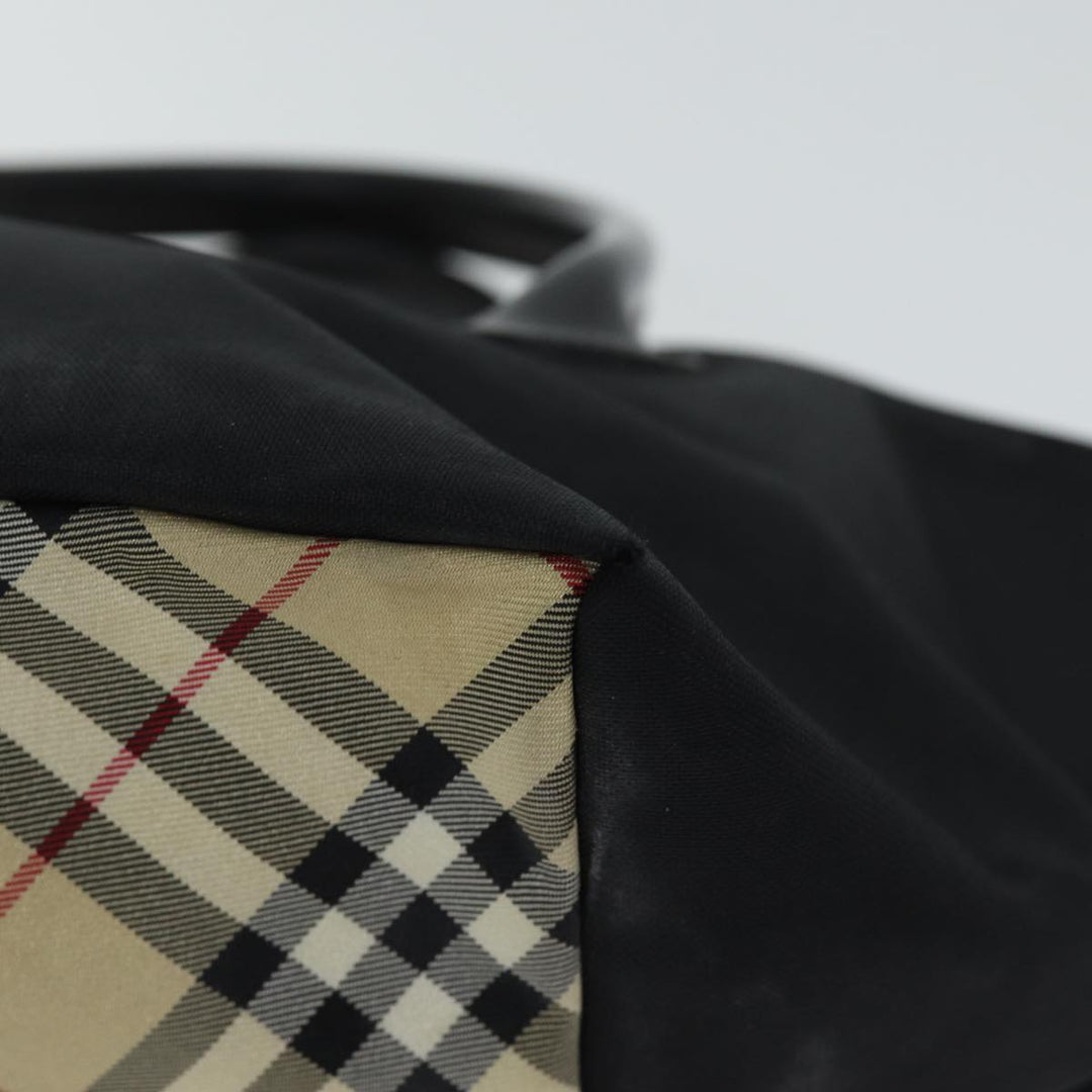 Burberry Nova Check Blue Label Hand Bag Nylon Black Beige Auth bs13576
