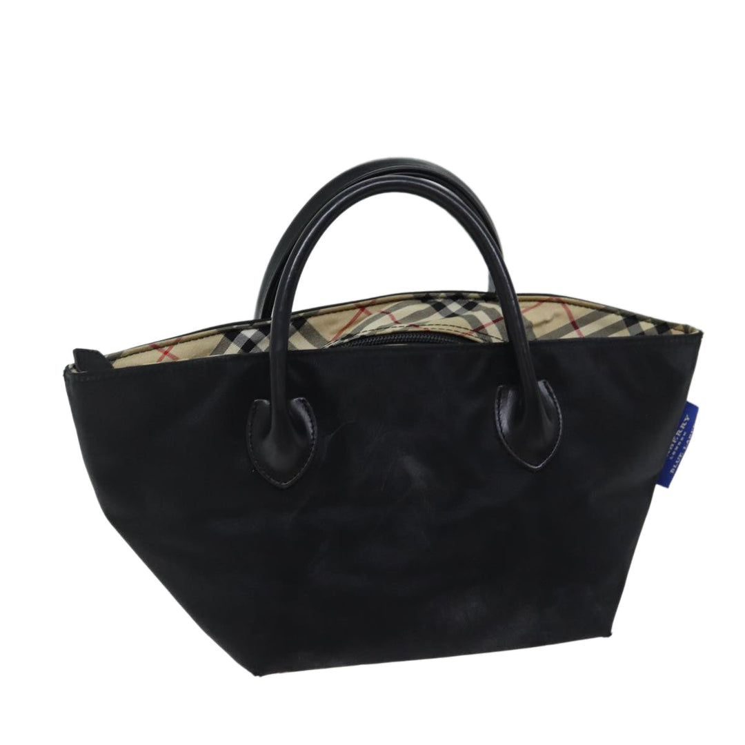Burberry Nova Check Blue Label Hand Bag Nylon Black Beige Auth bs13576