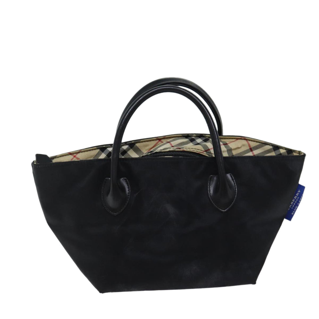 Burberry Nova Check Blue Label Hand Bag Nylon Black Beige Auth bs13576