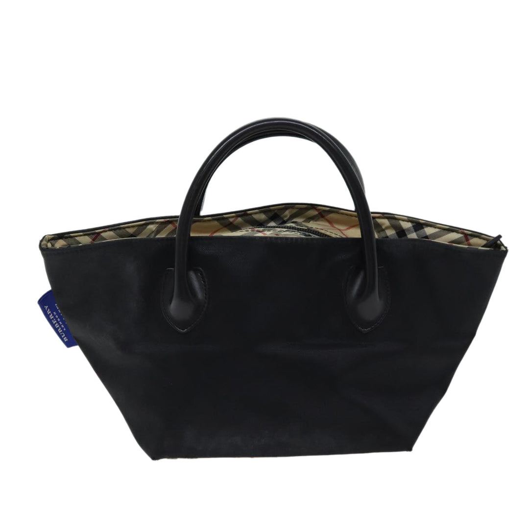Burberry Nova Check Blue Label Hand Bag Nylon Black Beige Auth bs13576