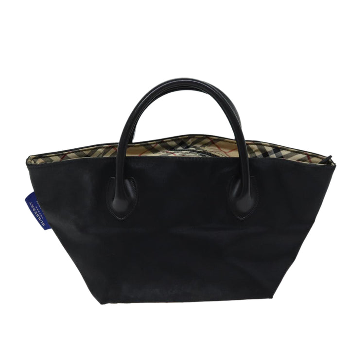 Burberry Nova Check Blue Label Hand Bag Nylon Black Beige Auth bs13576