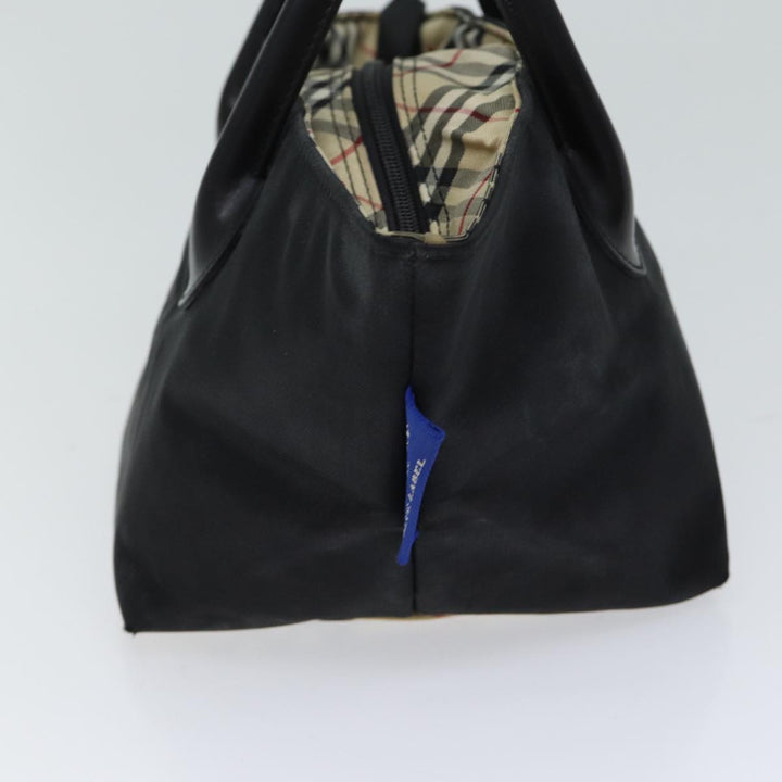Burberry Nova Check Blue Label Hand Bag Nylon Black Beige Auth bs13576