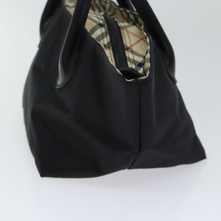 Burberry Nova Check Blue Label Hand Bag Nylon Black Beige Auth bs13576