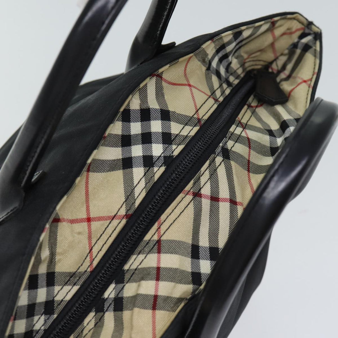 Burberry Nova Check Blue Label Hand Bag Nylon Black Beige Auth bs13576