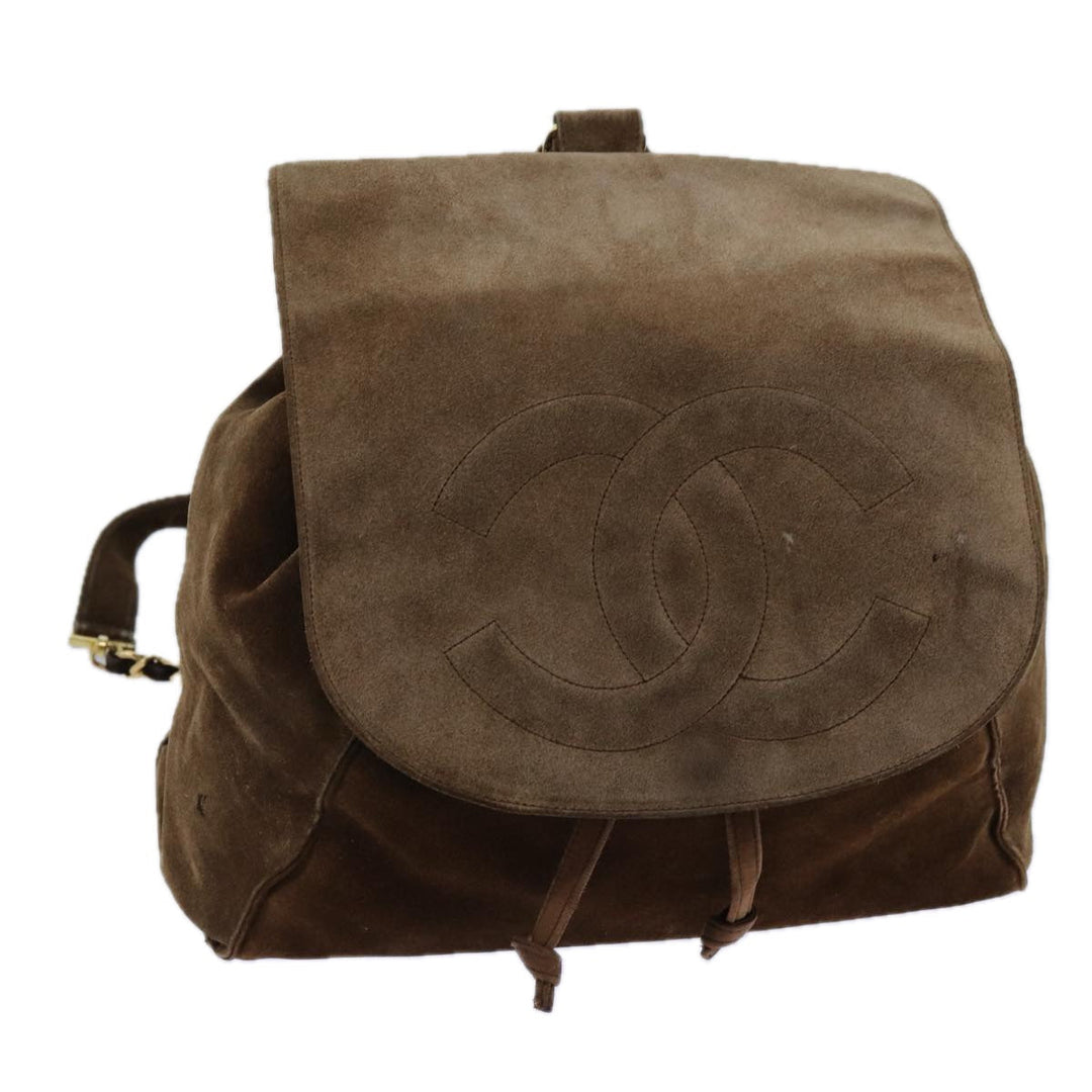 Top Quality Chanel COCO Mark Backpack Suede Brown CC Auth bs13597