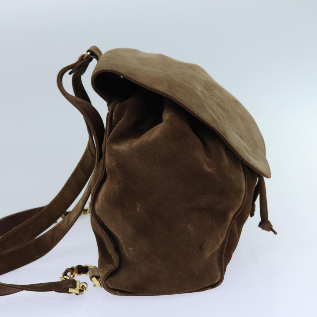 Top Quality Chanel COCO Mark Backpack Suede Brown CC Auth bs13597