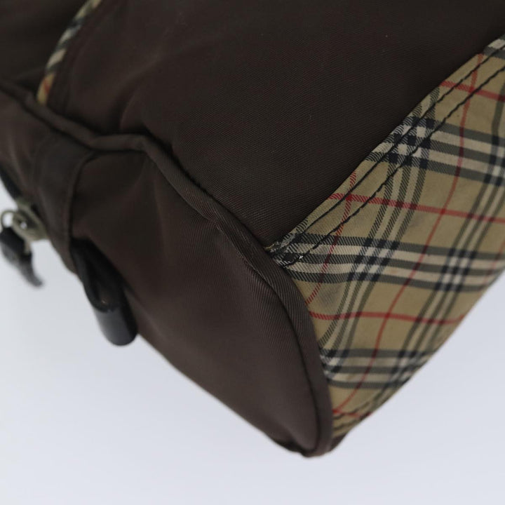BURBERRY Golf Nova Check Hand Bag Nylon Brown Auth bs13606