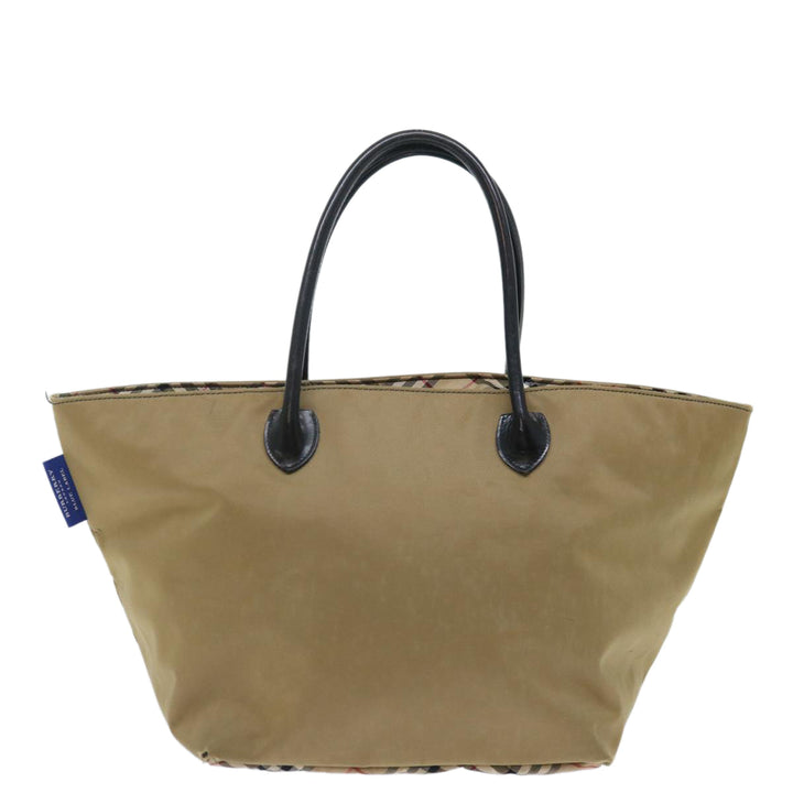 Burberry Nova Check Blue Label Tote Bag Nylon Beige Auth bs13607
