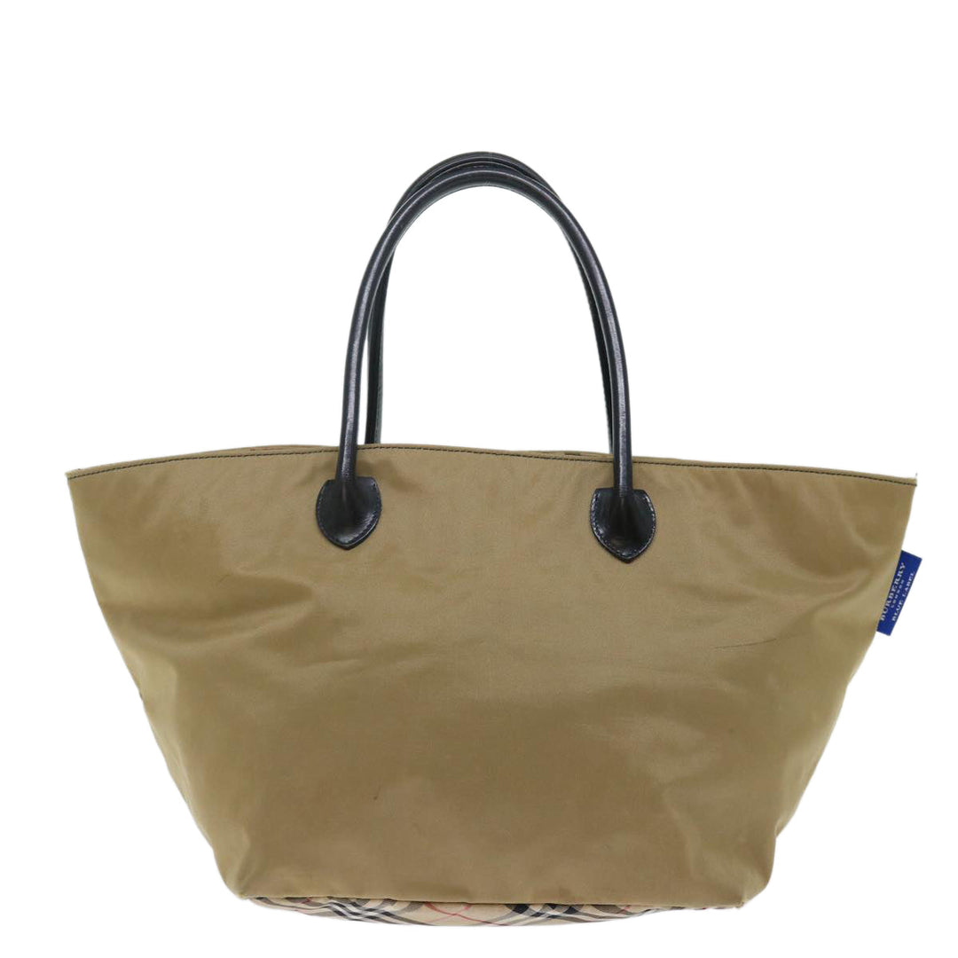 Burberry Nova Check Blue Label Tote Bag Nylon Beige Auth bs13607