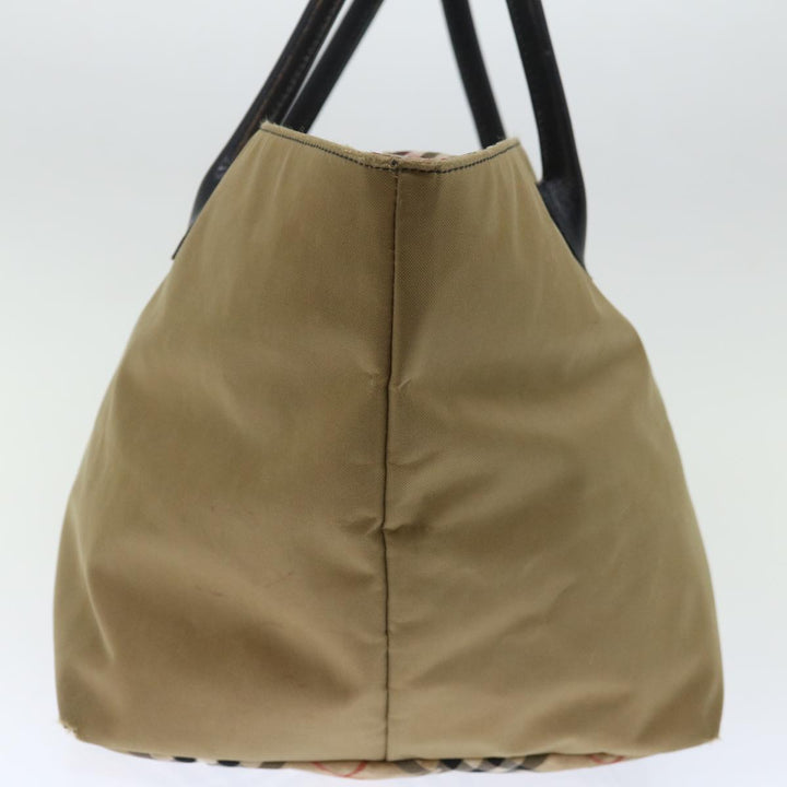 Burberry Nova Check Blue Label Tote Bag Nylon Beige Auth bs13607