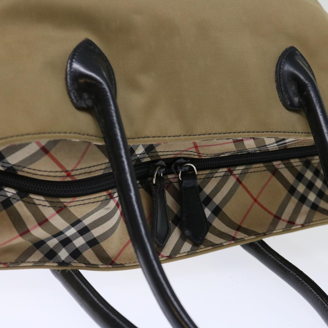 Burberry Nova Check Blue Label Tote Bag Nylon Beige Auth bs13607