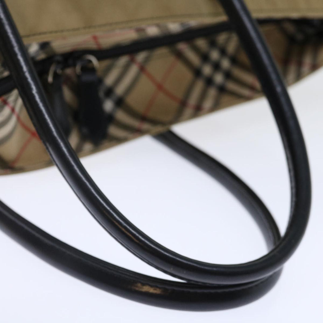 Burberry Nova Check Blue Label Tote Bag Nylon Beige Auth bs13607