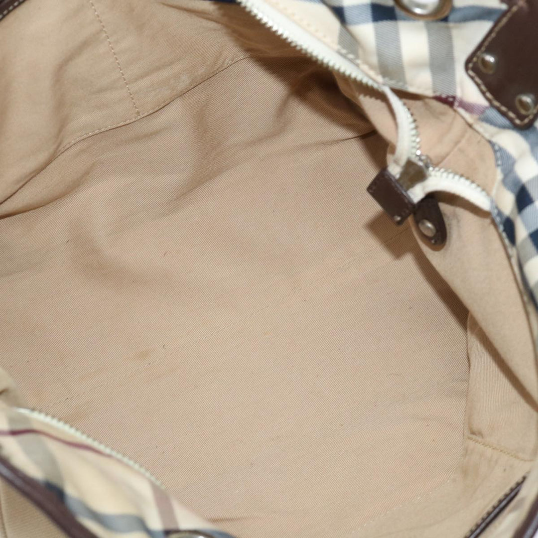 Burberry Blue Label Hand Bag Canvas Beige Auth bs13611