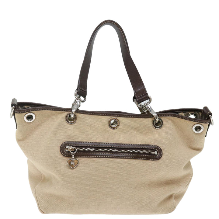 Burberry Blue Label Hand Bag Canvas Beige Auth bs13611