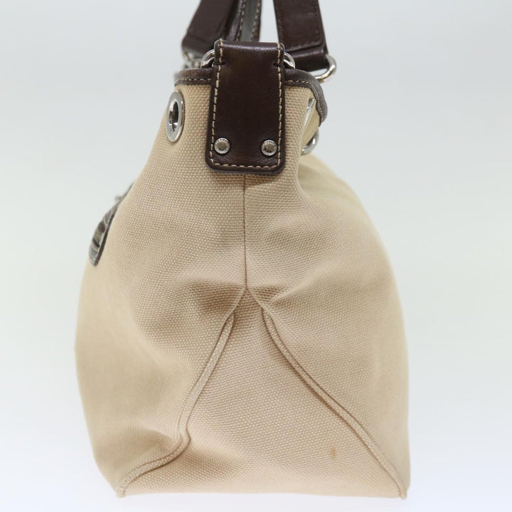 Burberry Blue Label Hand Bag Canvas Beige Auth bs13611