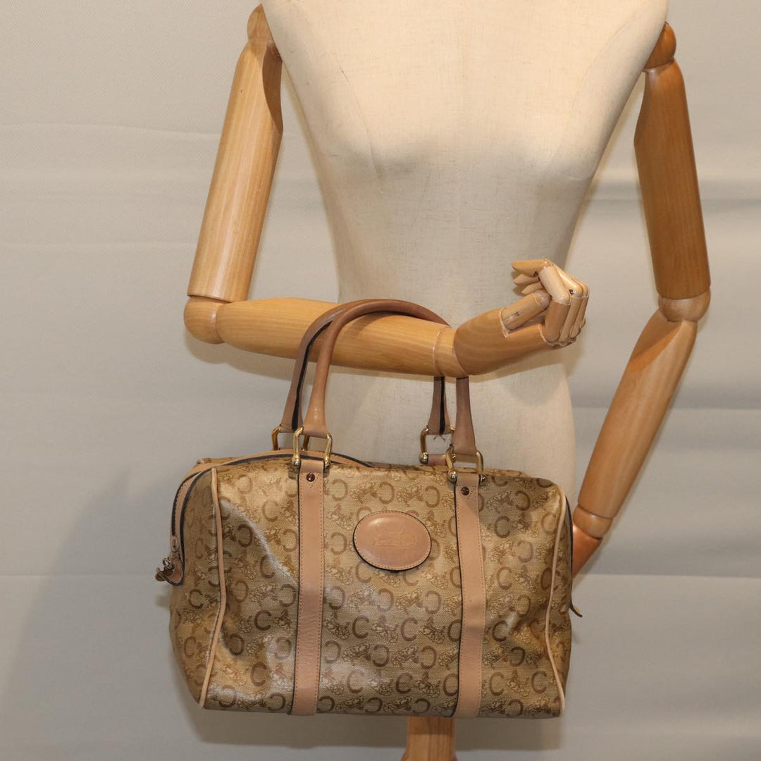 Celine C Macadam Canvas Boston Bag Beige Auth bs13615