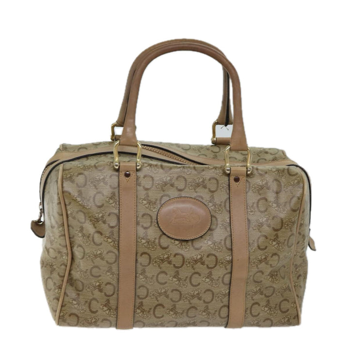 Celine C Macadam Canvas Boston Bag Beige Auth bs13615