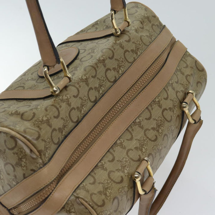 Celine C Macadam Canvas Boston Bag Beige Auth bs13615
