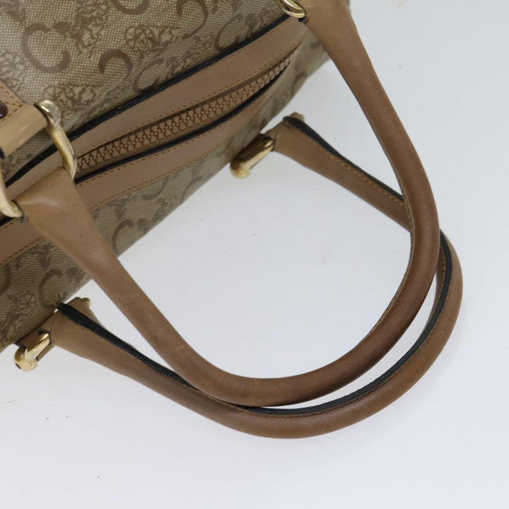 Celine C Macadam Canvas Boston Bag Beige Auth bs13615