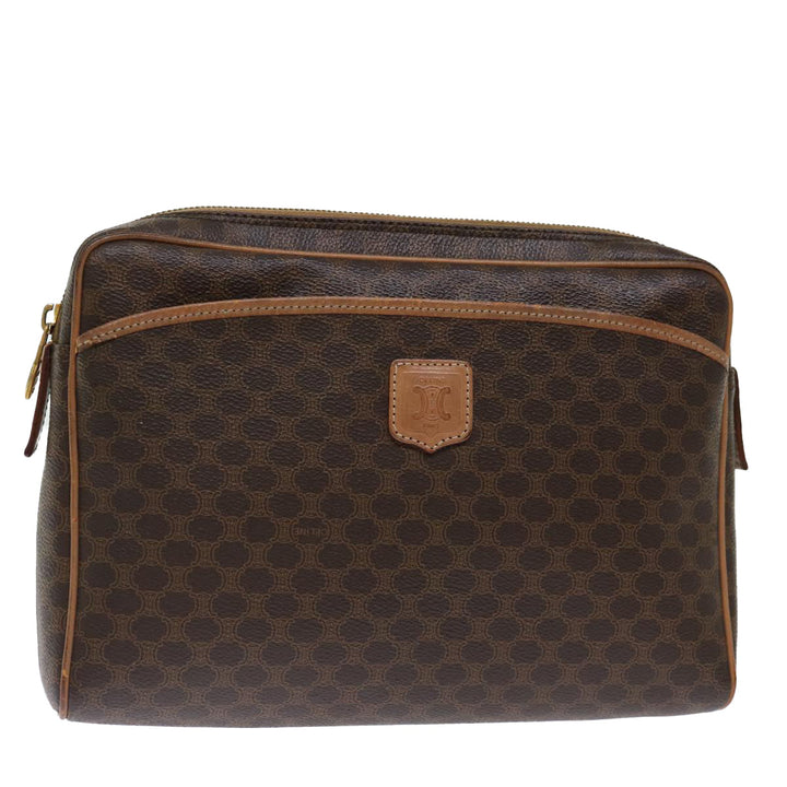 Celine Macadam Canvas Clutch Bag PVC Brown Auth bs13616
