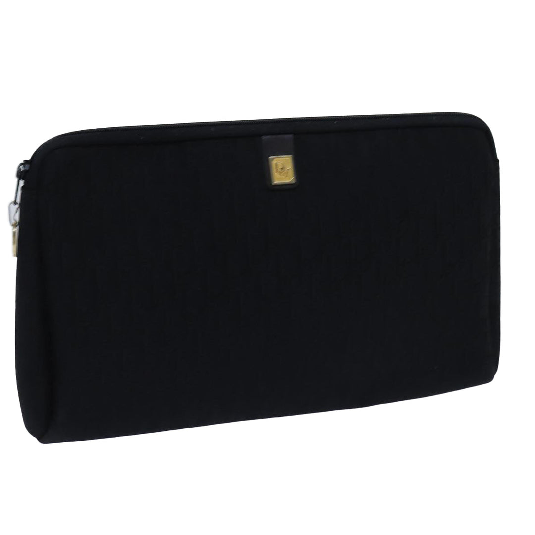 CHRISTIAN Top quality Dior Trotter Canvas Clutch Bag Black Auth bs13620