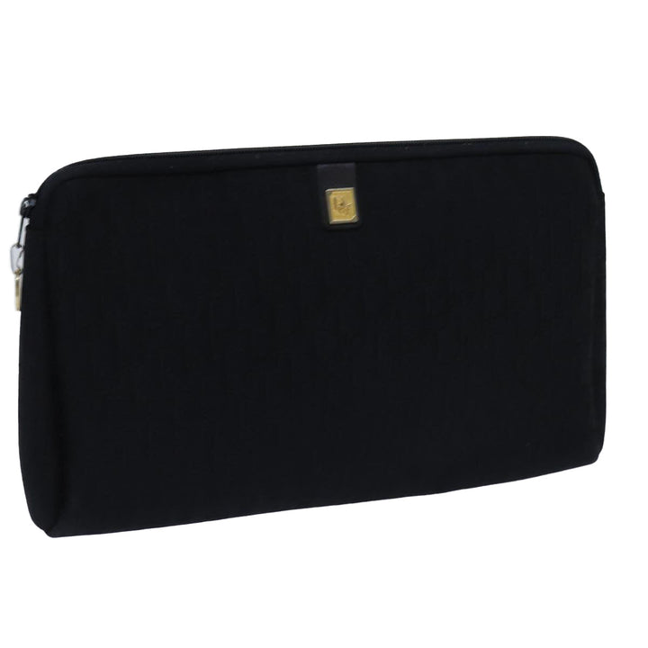 CHRISTIAN Top quality Dior Trotter Canvas Clutch Bag Black Auth bs13620
