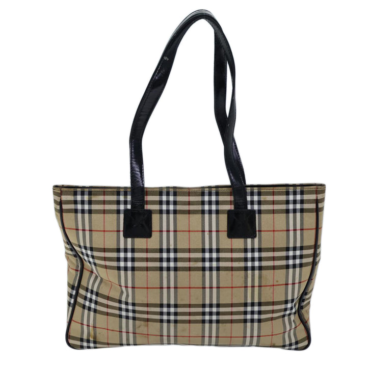 BurberrySs Nova Check Blue Label Tote Bag Nylon Beige Black Auth bs13687
