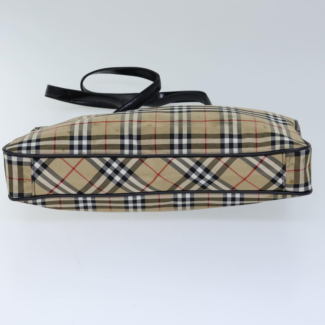 BurberrySs Nova Check Blue Label Tote Bag Nylon Beige Black Auth bs13687