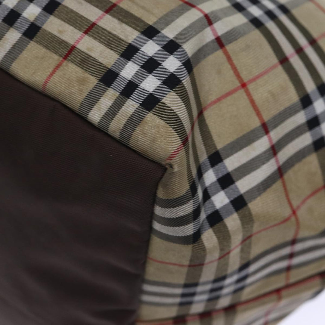BurberrySs Nova Check Blue Label Tote Bag Nylon Beige Brown Auth bs13688