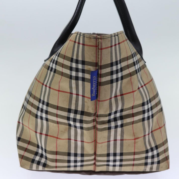 BurberrySs Nova Check Blue Label Tote Bag Nylon Beige Brown Auth bs13688