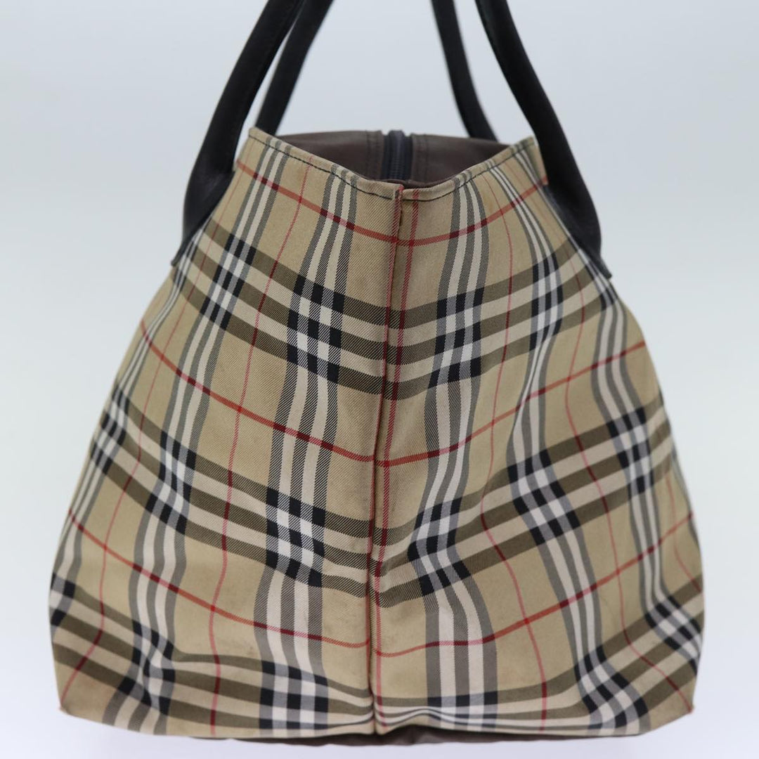 BurberrySs Nova Check Blue Label Tote Bag Nylon Beige Brown Auth bs13688