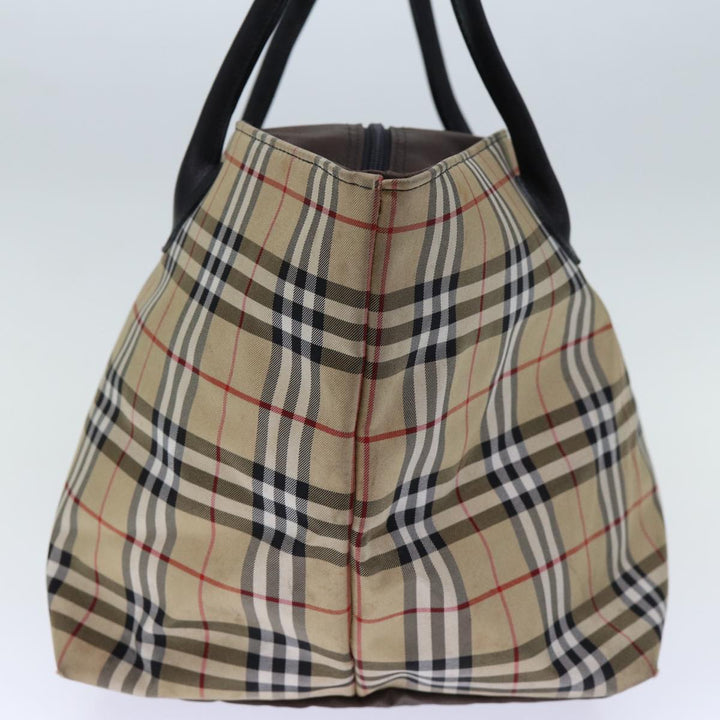 BurberrySs Nova Check Blue Label Tote Bag Nylon Beige Brown Auth bs13688